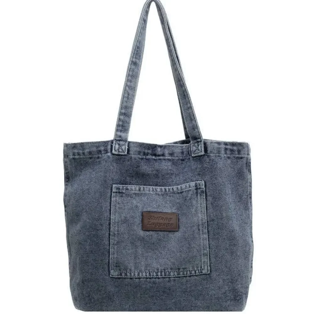 Light Blue Washed Denim Shoulder Bag